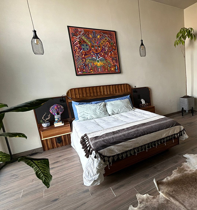 Master Bedroom of a Casa Kirimodoki, a beautiful modern home in San Miguel de Allende, Mexico